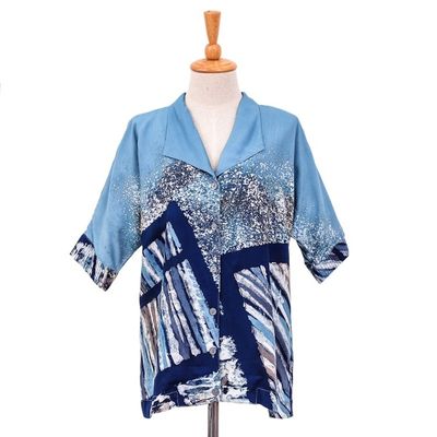 Alternate image for Hand Made Batik Cotton Buttoned Blouse Artist on Holiday