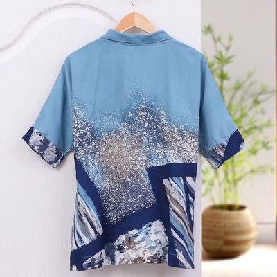 Alternate image for Hand Made Batik Cotton Buttoned Blouse Artist on Holiday