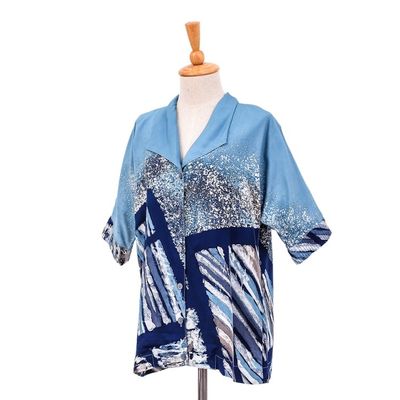 Alternate image for Hand Made Batik Cotton Buttoned Blouse Artist on Holiday