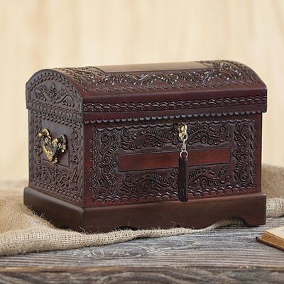 Alternate image for Womens Colonial Leather and Wood Jewelry Box Colonial Treasure