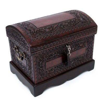 Alternate image for Womens Colonial Leather and Wood Jewelry Box Colonial Treasure