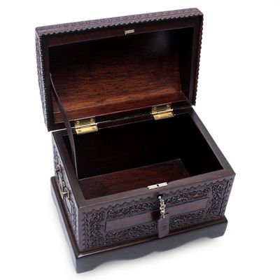Alternate image for Womens Colonial Leather and Wood Jewelry Box Colonial Treasure