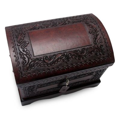 Alternate image for Womens Colonial Leather and Wood Jewelry Box Colonial Treasure
