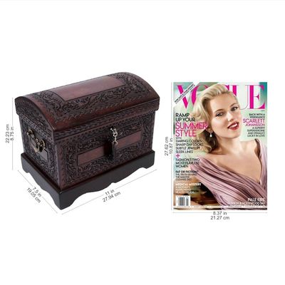 Alternate image for Womens Colonial Leather and Wood Jewelry Box Colonial Treasure