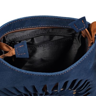 Alternate image for Suede Shoulder Bag in Blue with Adjustable Strap from Peru Ripple Effect