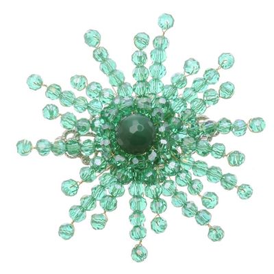 Alternate image for Star-Shaped Green Chalcedony and Glass Beaded Brooch The Harmonious Starlight