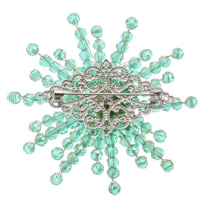 Alternate image for Star-Shaped Green Chalcedony and Glass Beaded Brooch The Harmonious Starlight