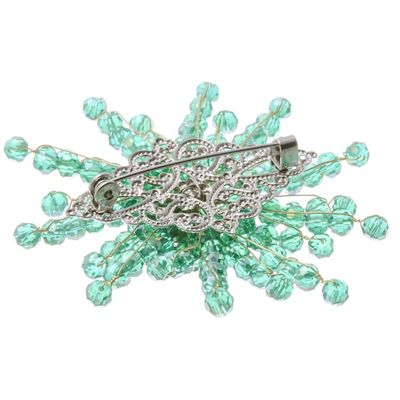 Alternate image for Star-Shaped Green Chalcedony and Glass Beaded Brooch The Harmonious Starlight