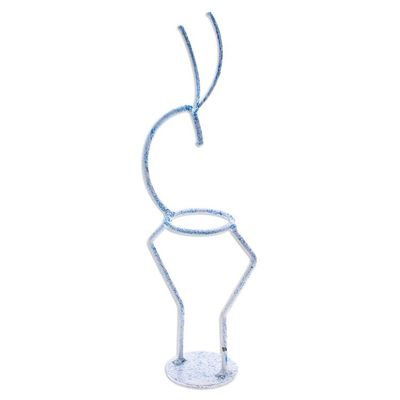 Alternate image for Iron Deer Tealight Holder in White and Blue from Thailand Deer Splendor in Blue
