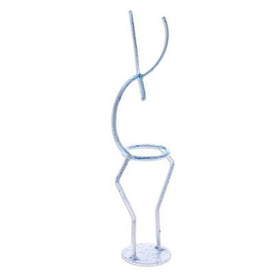 Alternate image for Iron Deer Tealight Holder in White and Blue from Thailand Deer Splendor in Blue