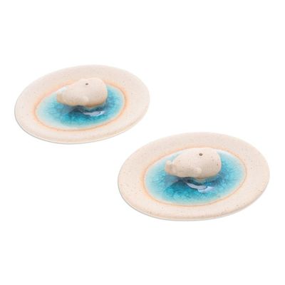 Alternate image for Handcrafted Elephant-Themed Ceramic Incense Holders Pair Elephant World