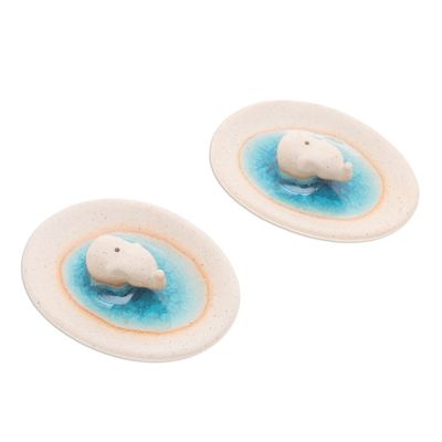 Alternate image for Handcrafted Elephant-Themed Ceramic Incense Holders Pair Elephant World