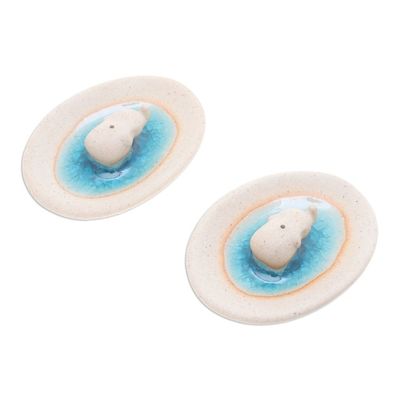 Alternate image for Handcrafted Elephant-Themed Ceramic Incense Holders Pair Elephant World