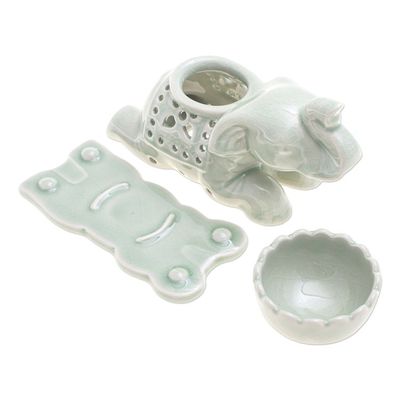 Alternate image for Handcrafted Celadon Oil Warmer Royal Elephant