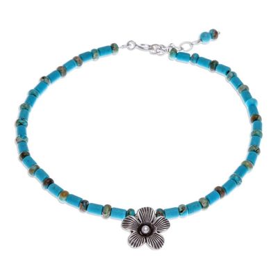 Alternate image for Handmade Jasper Beaded Silver Pendant Anklet from Thailand Ankle High