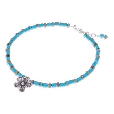 Alternate image for Handmade Jasper Beaded Silver Pendant Anklet from Thailand Ankle High