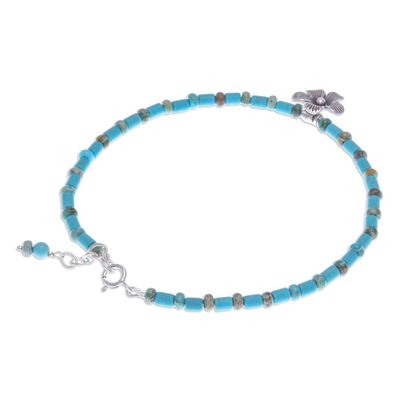 Alternate image for Handmade Jasper Beaded Silver Pendant Anklet from Thailand Ankle High