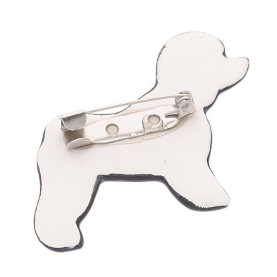 Alternate image for Hand Painted Black Poodle Dog Brooch Pin with Flowers Black Floral Poodle