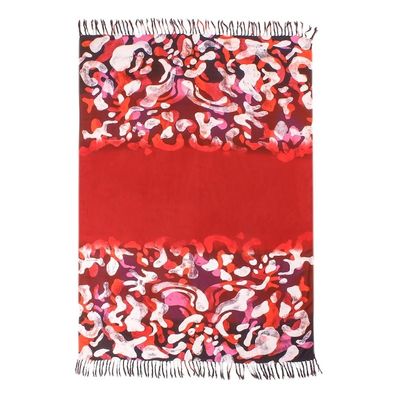 Alternate image for Hand-Painted Cotton Sarong in Crimson from Thailand Crimson Dance