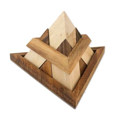 Alternate image for Raintree Wood Pyramid Puzzle from Thailand Intricate Pyramid