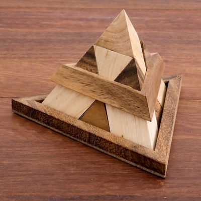 Alternate image for Raintree Wood Pyramid Puzzle from Thailand Intricate Pyramid