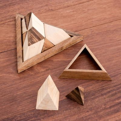Alternate image for Raintree Wood Pyramid Puzzle from Thailand Intricate Pyramid