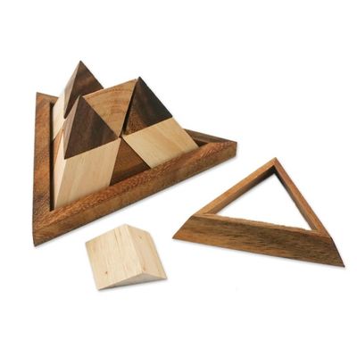 Alternate image for Raintree Wood Pyramid Puzzle from Thailand Intricate Pyramid