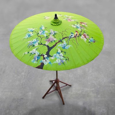 Alternate image for Floral Cotton and Bamboo Parasol in Spring Green Catch My Eye