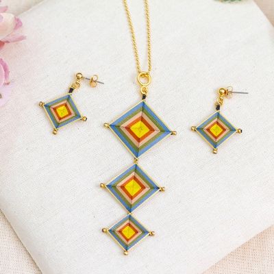 Alternate image for Handwoven 18k Gold-Plated Geometric Jewelry Set from Mexico Paradisial Rain