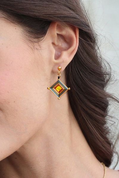 Alternate image for Handwoven 18k Gold-Plated Geometric Jewelry Set from Mexico Paradisial Rain