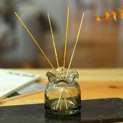 Alternate image for Mexican-Made Classic Clear Recycled Glass Incense Diffuser Waves of Aroma