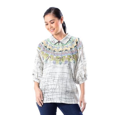 Alternate image for Cotton Batik Tunic Top with Colorful Designs from Thailand Batik Style