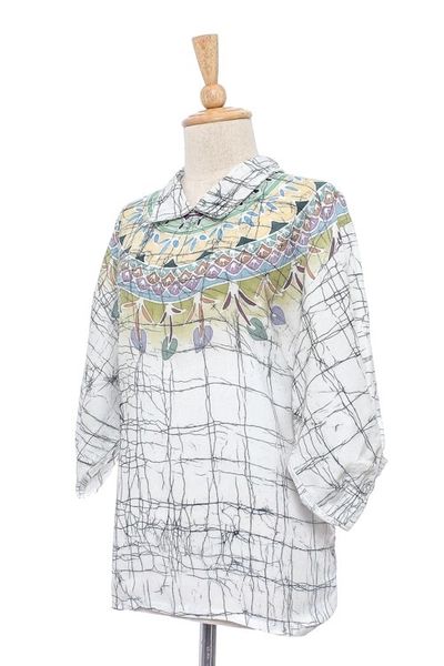 Alternate image for Cotton Batik Tunic Top with Colorful Designs from Thailand Batik Style