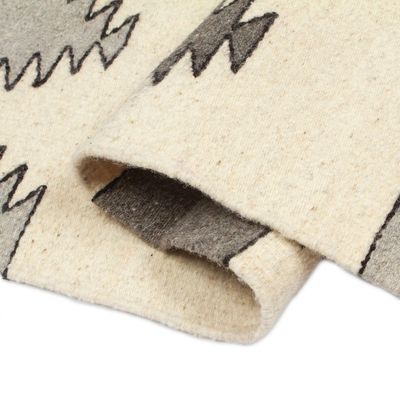 Alternate image for Minimalist Zapotec Grey and Beige 100 Wool Runner 1x6 Grey Trends