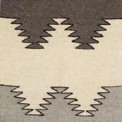 Alternate image for Minimalist Zapotec Grey and Beige 100 Wool Runner 1x6 Grey Trends