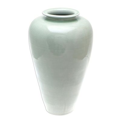 Alternate image for Green Celadon Ceramic Vase from Thailand Cool Crackle