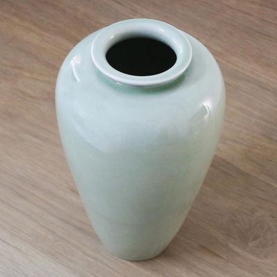Alternate image for Green Celadon Ceramic Vase from Thailand Cool Crackle