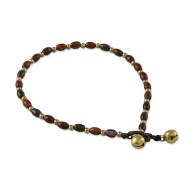Alternate image for Handmade Jasper and Brass Beaded Anklet from Thailand Boho Bliss
