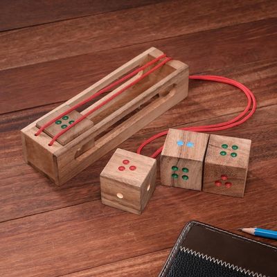 Alternate image for Raintree Wood Dice Brain Teaser Puzzle from Thailand Domino Cubes