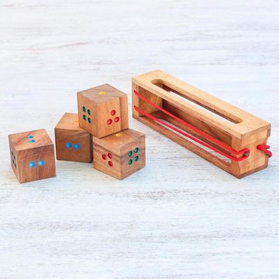 Alternate image for Raintree Wood Dice Brain Teaser Puzzle from Thailand Domino Cubes