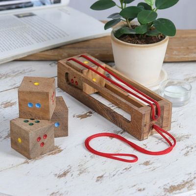 Alternate image for Raintree Wood Dice Brain Teaser Puzzle from Thailand Domino Cubes