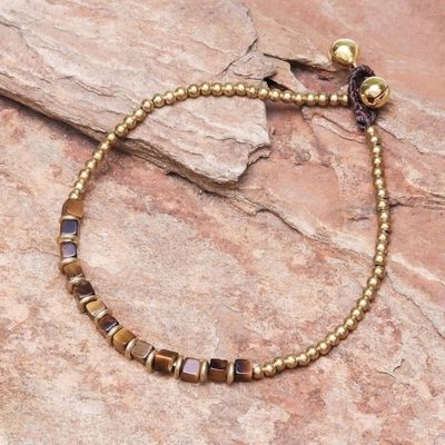 Alternate image for Beaded Anklet with Cube Tigers Eye from Thailand Cube Beauty
