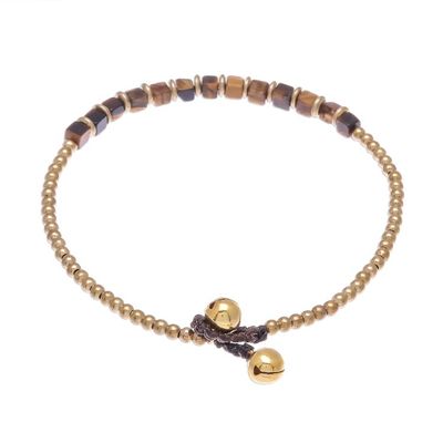 Alternate image for Beaded Anklet with Cube Tigers Eye from Thailand Cube Beauty