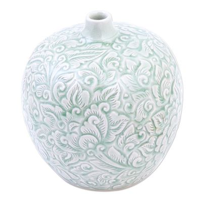 Alternate image for Hand Made Celadon Ceramic Floral-Themed Vase Favorite Flower
