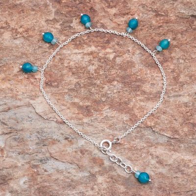 Alternate image for Blue Quartz Charm Anklet from Thailand Azure Charm
