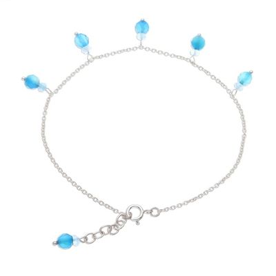 Alternate image for Blue Quartz Charm Anklet from Thailand Azure Charm