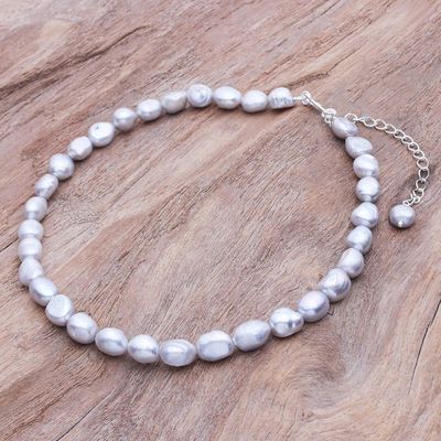 Alternate image for Grey Cultured Freshwater Pearl Choker Necklace Mermaid Gem in Grey