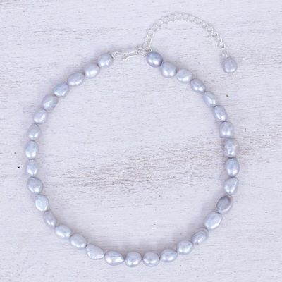 Alternate image for Grey Cultured Freshwater Pearl Choker Necklace Mermaid Gem in Grey