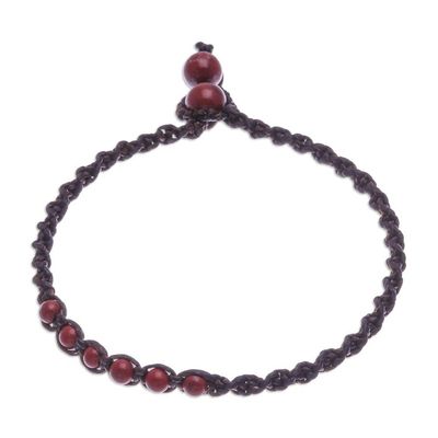 Alternate image for Red Jasper Beaded Macrame Ankle with Beaded Closure Thai Beach Chic in Red