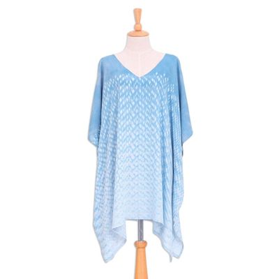 Alternate image for Tie-Die Rayon Caftan from Thailand Thai Rain in Light Blue